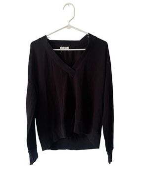 rag & bone Black V‑Neck Lightweight Sweater – Women’s S/P, Modal/Cotton Blend